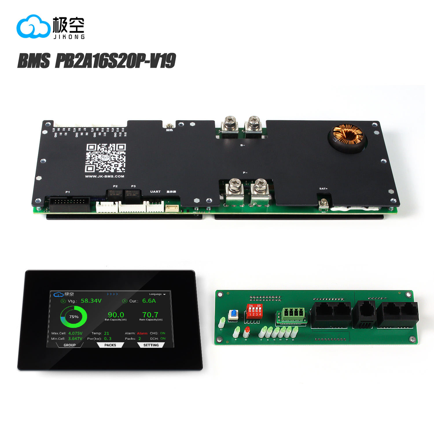 EU Stock JK BMS PB2A16S20P-V19 16S 200A Smart LiFePO4 Battery Protection Board Bluetooth BMS for 48V Solar Energy Storage